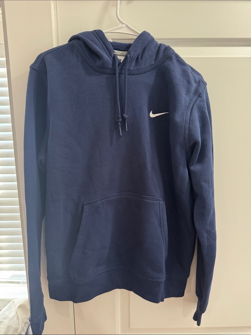 Nike Navy Blue Pullover Hoodie with White Swoosh